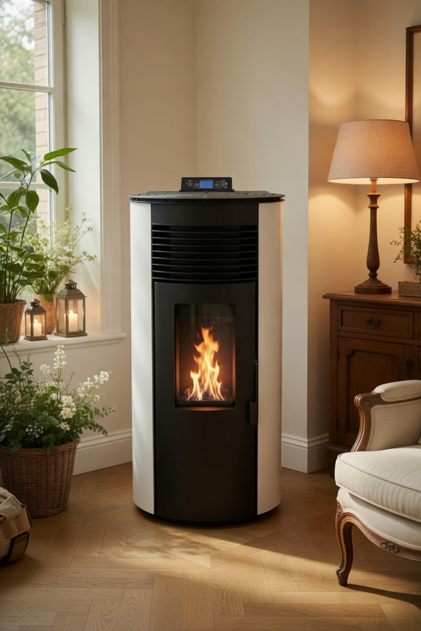 Ideale Rond 10 kW – Stufa a Pellet 5 Stelle Canalizzabile dal Design Arrotondato