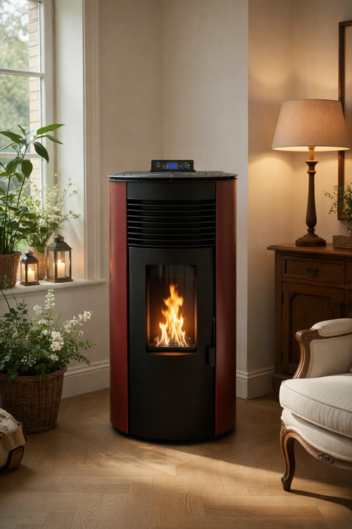 Ideale Rond 10 kW – Stufa a Pellet 5 Stelle Canalizzabile dal Design Arrotondato