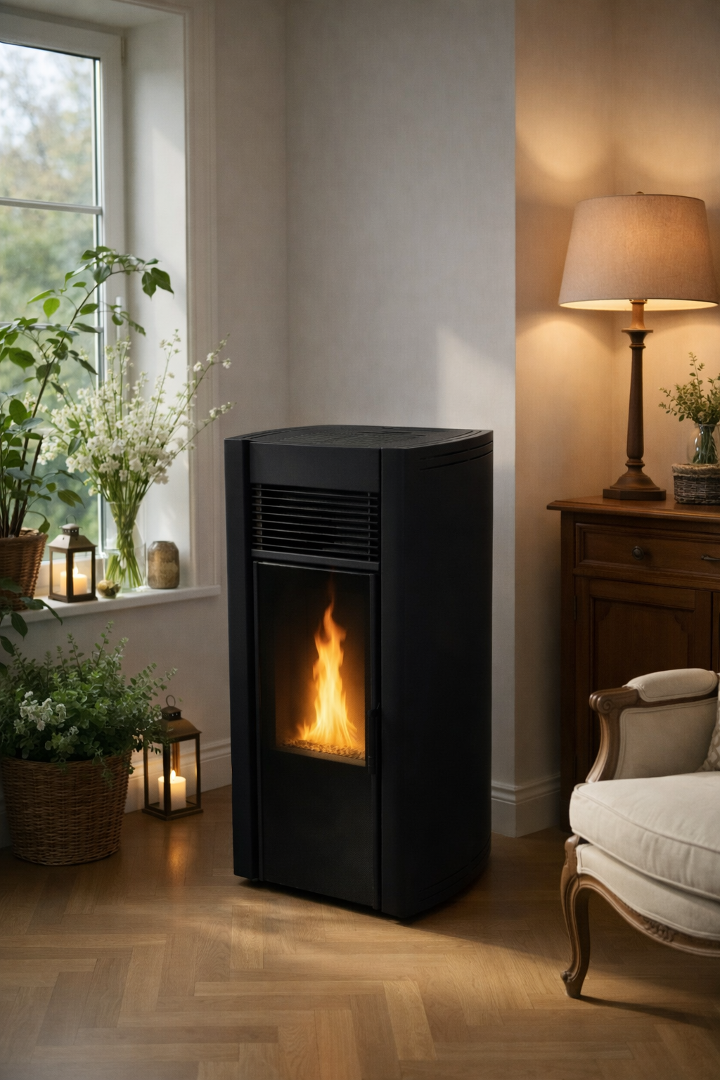 Ideale Plus 10 kW – Stufa a Pellet 5 Stelle con Doppio Vetro e Doppia Canalizzazione